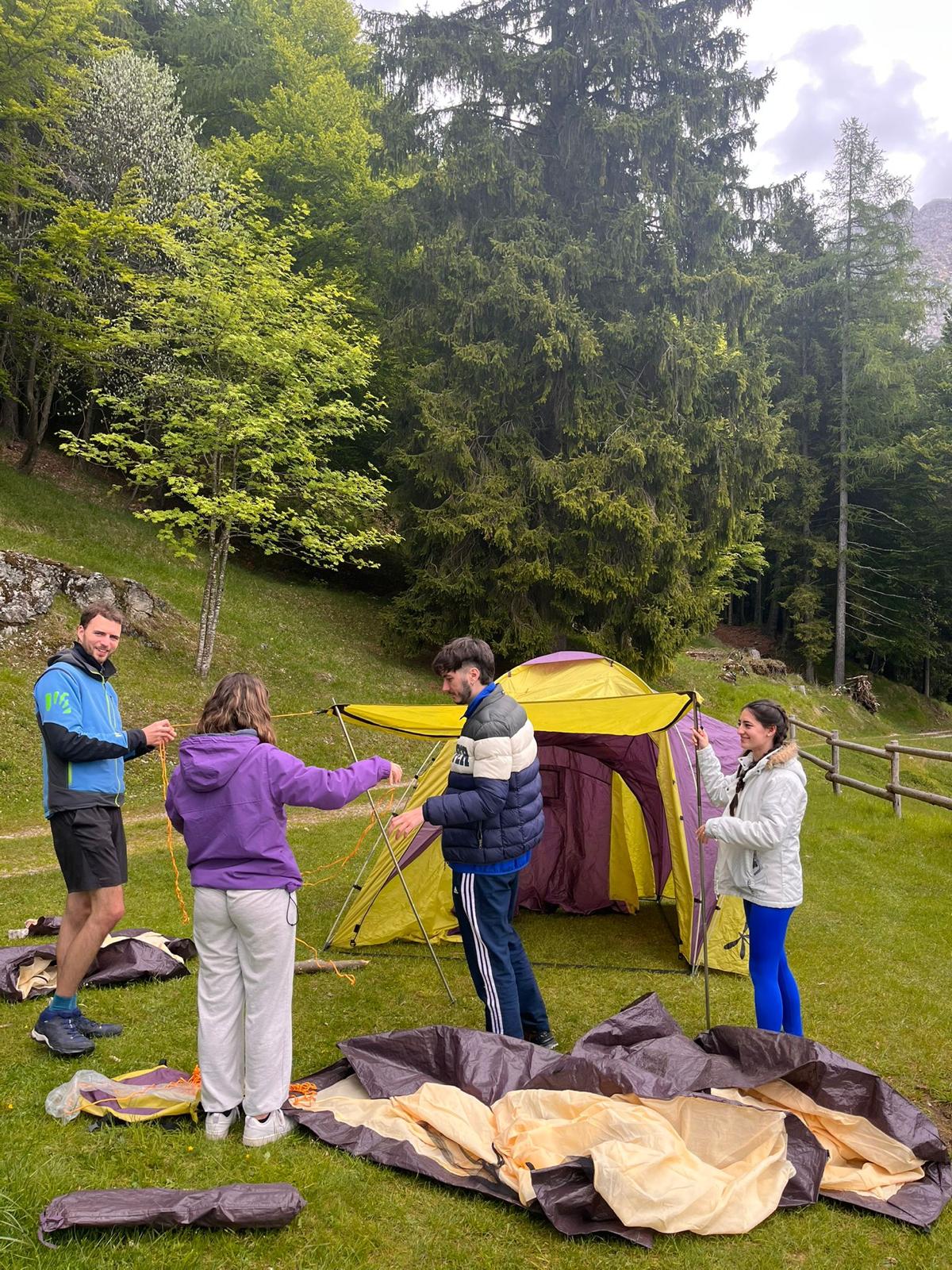 mounting the tents